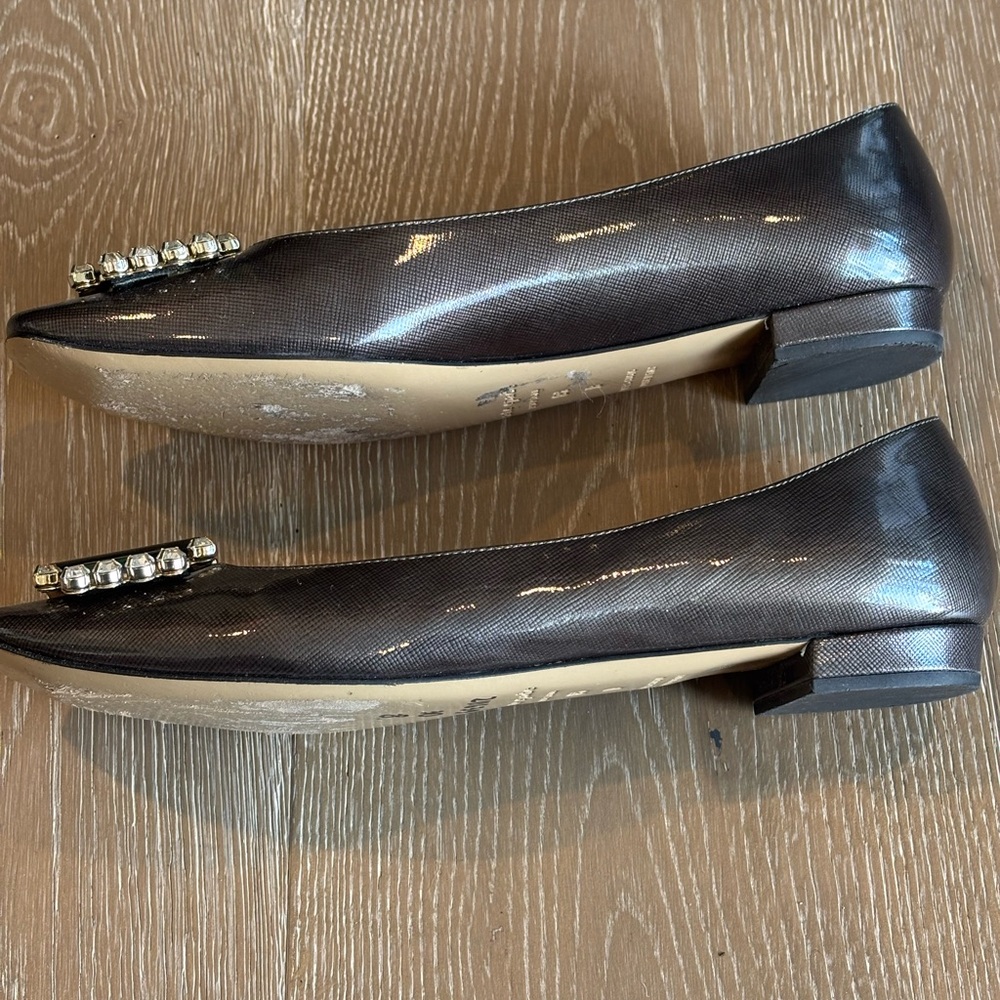 kate spade Black Crystal-Embellished Square-Toe Flats 060 - Picture 4 of 7